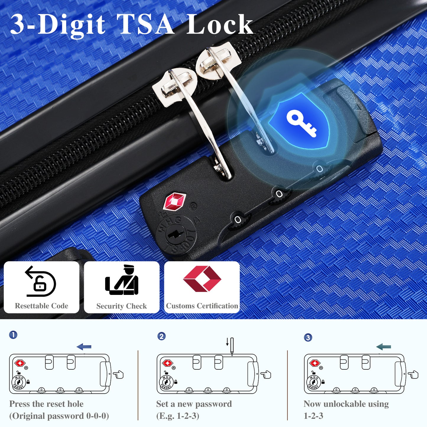 6-Piece Luggage Set, Durable Hardshell ABS Suitcase With Spinner Wheels, TSA Lock, Side Hooks, Lightweight Carry-On & Checked Luggage