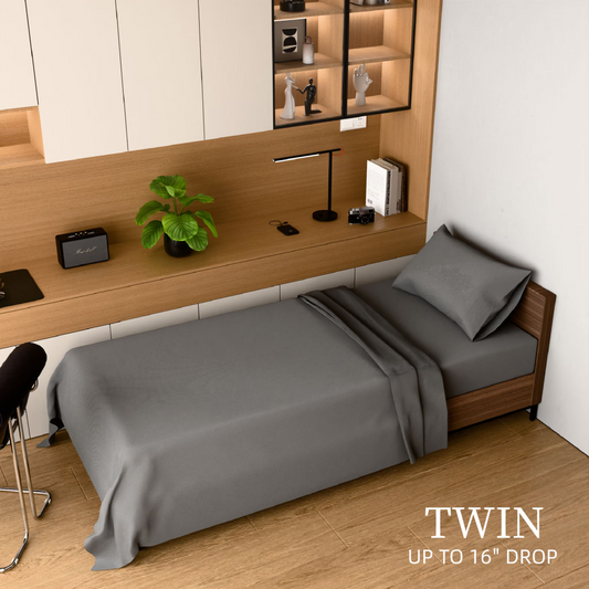 Bedding Twin Bed Sheets Set - 3 Piece Bedding - Brushed Microfiber - Shrinkage And Fade Resistant - Easy Care -Twin, Grey