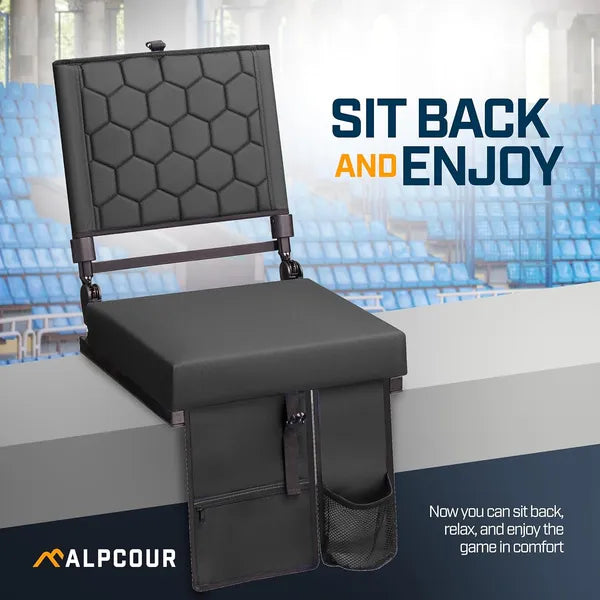 Alpcour Folding Reclining Stadium Seat With Back Support For Bleachers