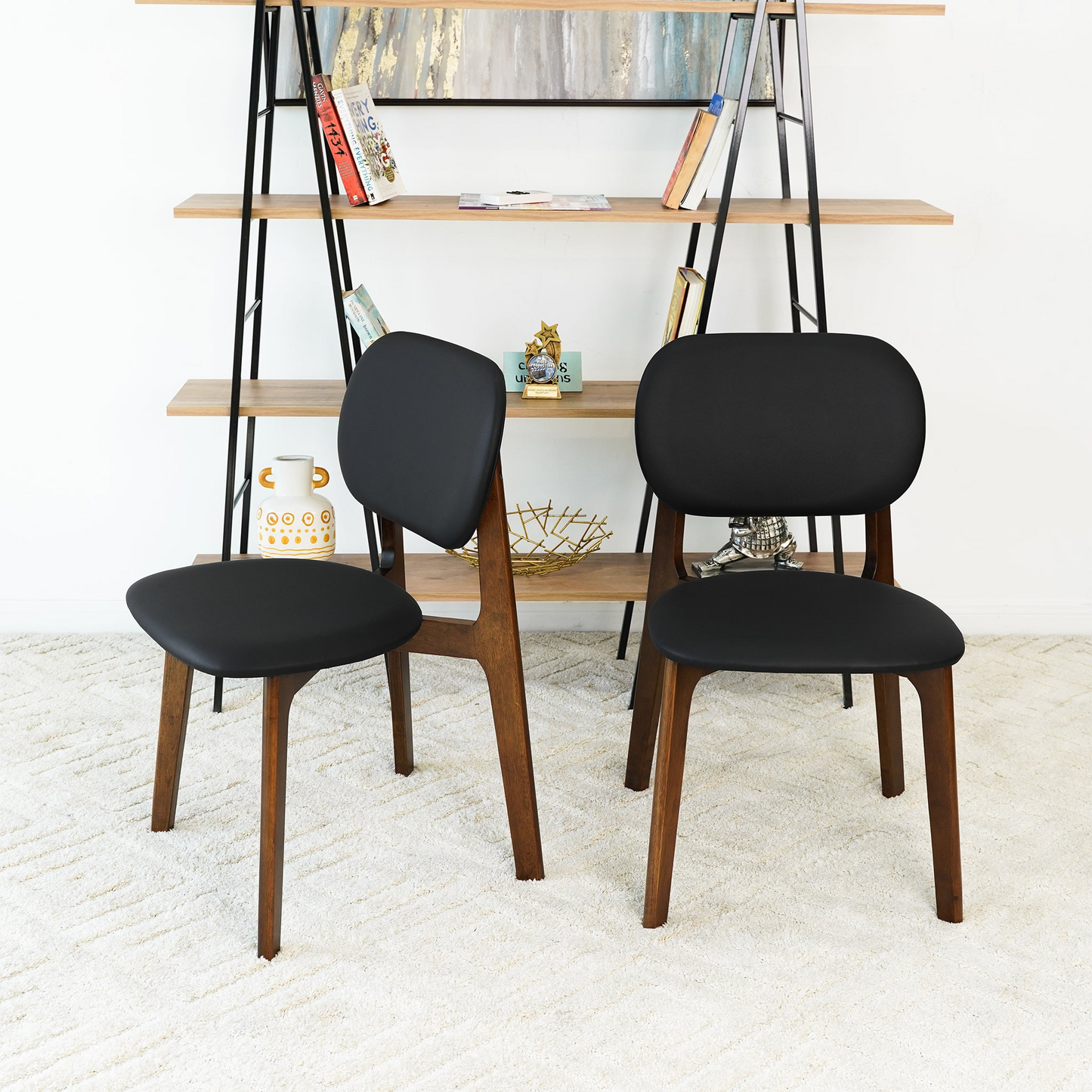 Kelsey Black Leather Dining Chair Set Of 2 18.1 W X 21.1 D X 31.7 H
