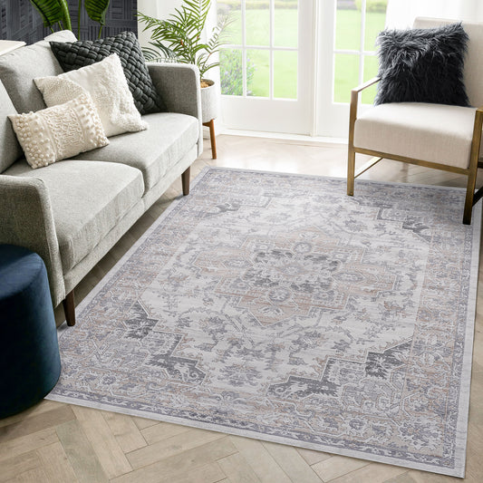 MARFI C Ollection 5X7 Ivory Beige Oriental Area Rug