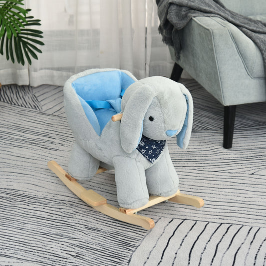 Kids Ride-On Rocking Horse Toy Bunny Rocker With Fun Play Music & Soft Plush Fabric For Children 18-36 Months