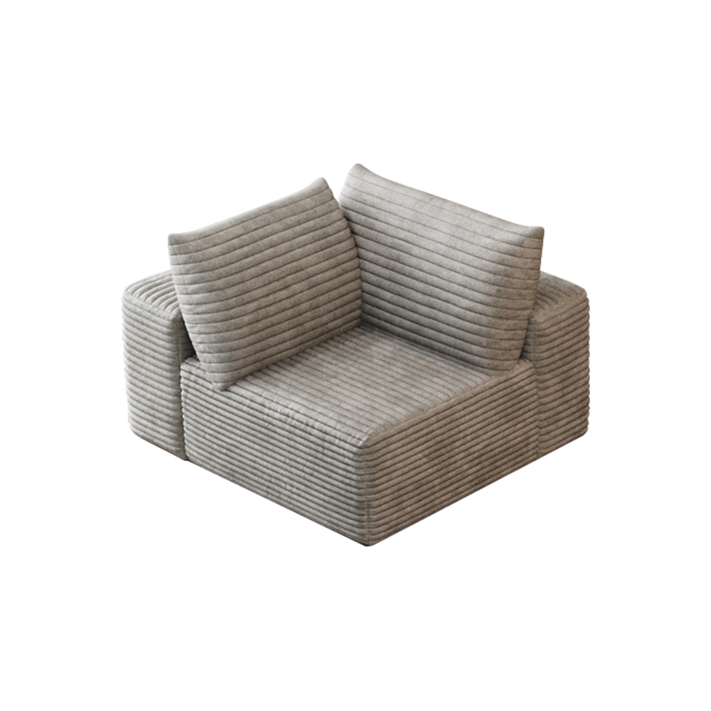 Cloud Sectional Couch,Modern Modular Sofa With Deep Seat, Upholstered Couches For Living Room Bedroom,No Assembly Required,Grey Plush Corduroy Fabric