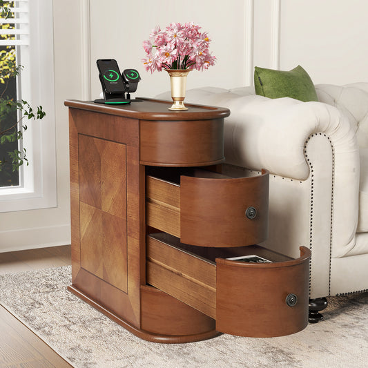End Table With Charging Station,Sofa Side Table With Drawers, No Assembly RequiredExpect Arrival Date 2025 4 16