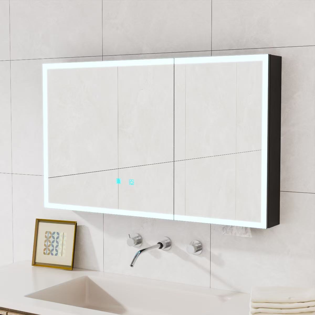 LED Bathroom Medicine Cabinet With Single-color White Light,Anti-fogging ,Easy To Install Aluminum Cabinet. 39.37x23.62 Two Door