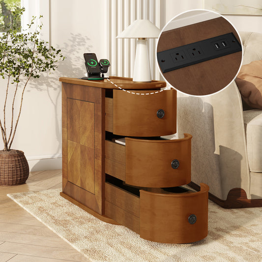End Table With Charging Station, Sofa Side Table With Drawers, No Assembly Required, Expect Arrival Date 2025 5 27