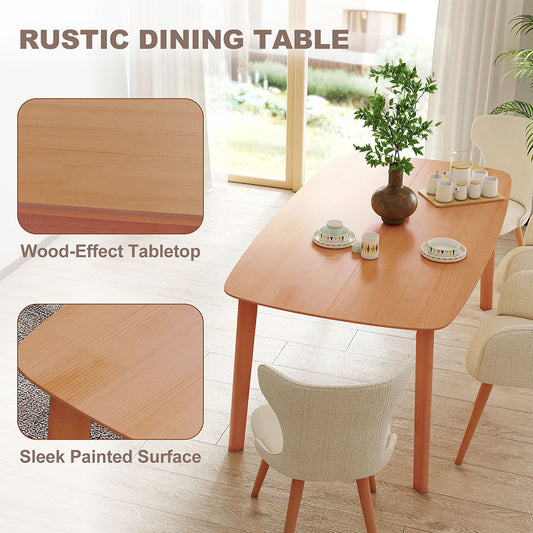 Pine Wood Dining Table For 6 Rustic Rectangular Kitchen Table Solid Wood With Large Table Top Non-slip Foot Pads For Dining Room