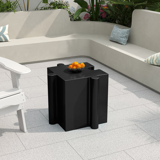 Puzzle Art Side Table, Modular Convex Edge MGO Table - Buy Singles Or Combine For Custom Layouts, Indoor & Outdoor,Black Color