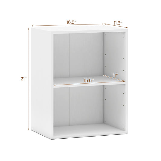 2-Cube Bookcase Floor Standing Open Bookshelf With 5-Position Adjustable Shelf