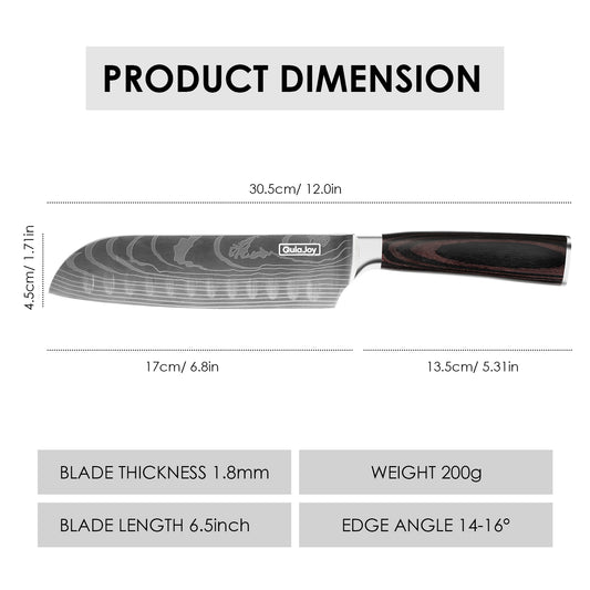 Qulajoy Santoku Knife, High Carbon Stainless Steel Chef Knife Japanese Kitchen Knives With Ergonomic Pakkawood Handle, Chopping Knife For Home Kitchen Cooking