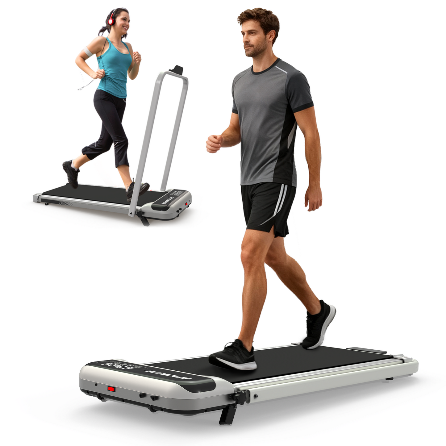 3 In 1 Under Desk Treadmill With Incline,Foldable Treadmills For Home, Walking Pad With Handle Bar For Walking And Jogging, With Remote Control & LED Display