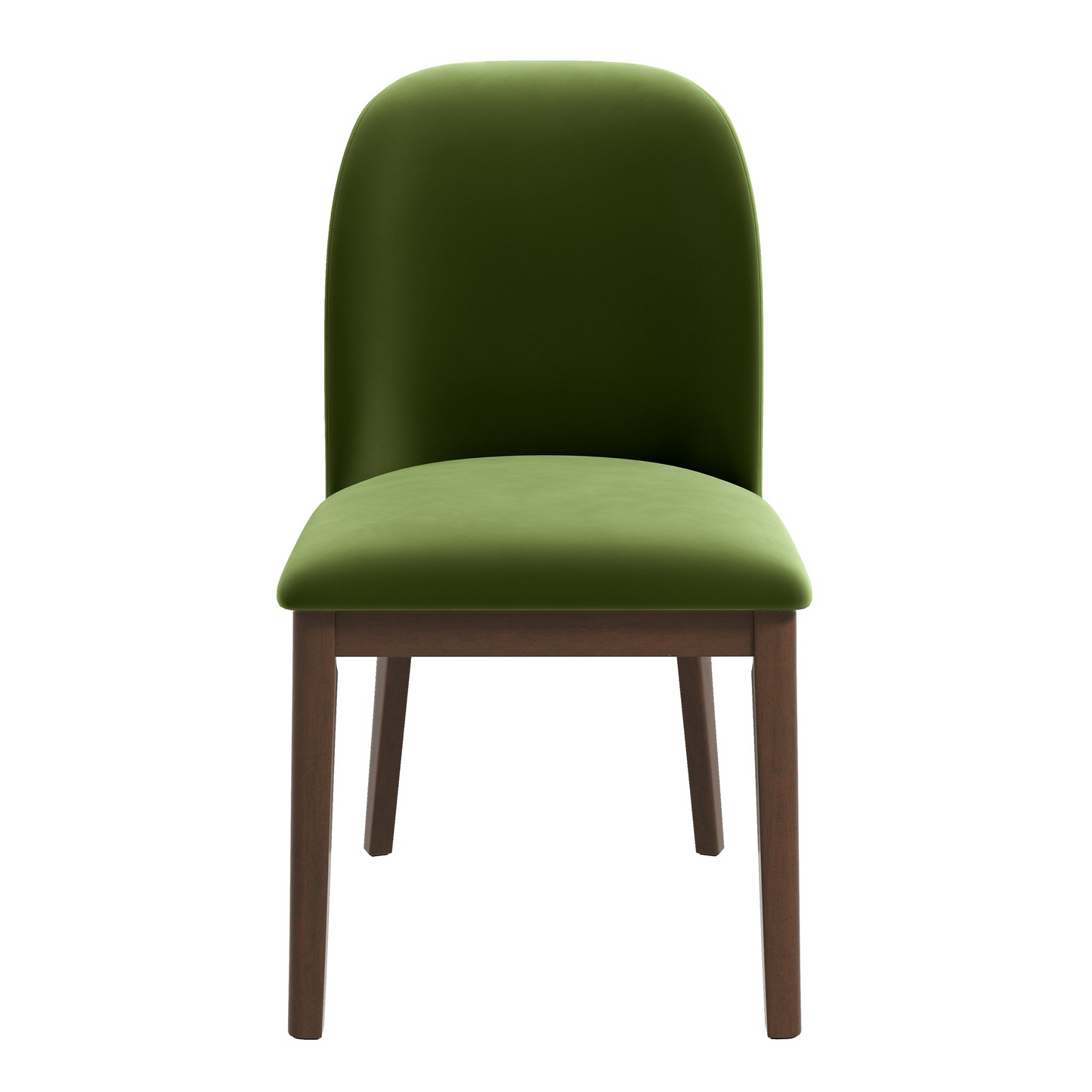 Kaitlyn Mid-Century Modern Green Velvet Dining Chair Set Of 2 With Solid Wood Legs, 34.3 H X 19.3 W X 23 D Velvet Fabric Upholstered Kitchen Side Chairs