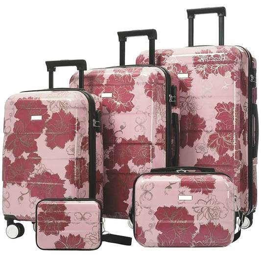 Luggage Sets New Model PC 5pcs, Hardside Lightweight Durable 20 24 28 Suitcases With 8 14 Cases, Suitcase With Lock Spinner Wheels