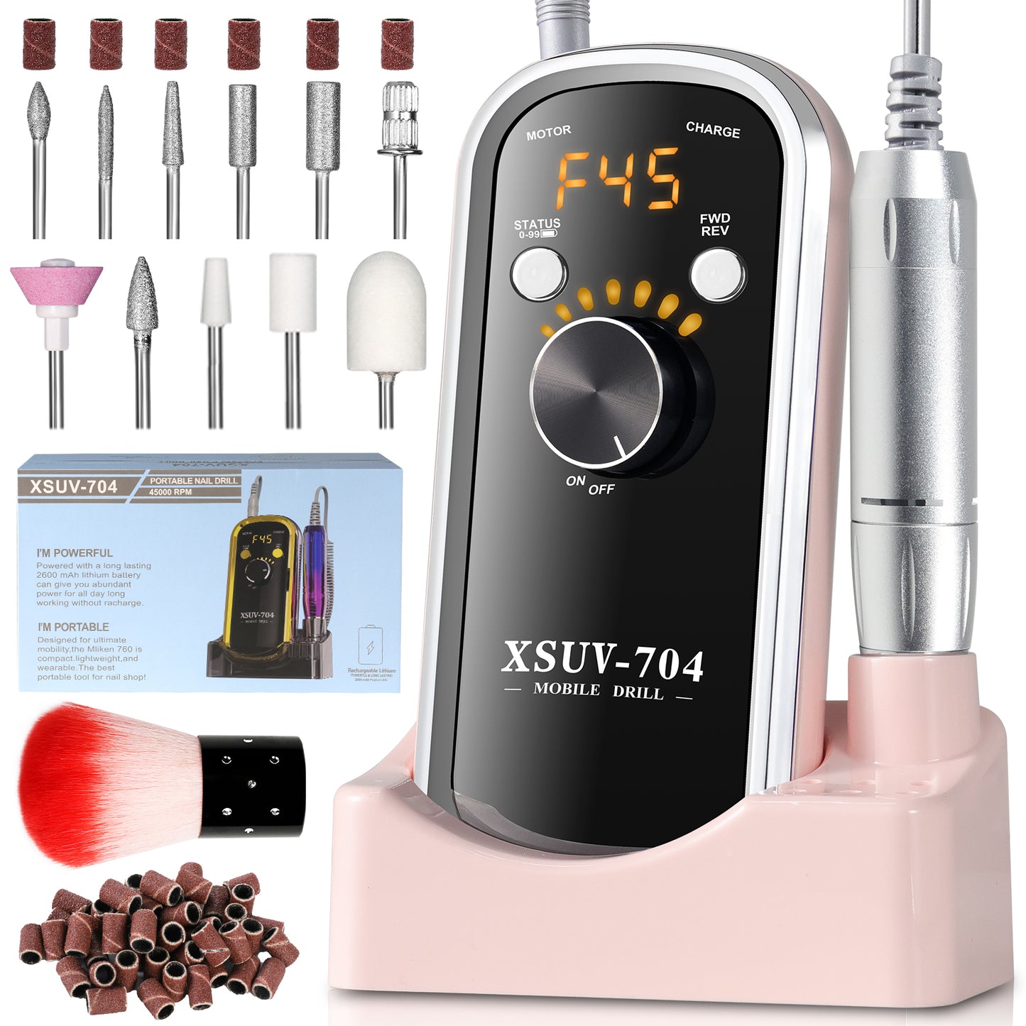 Professional Rechargeable Electric Nail Drill 40000 RPM, Portable Nail File With Storage Stand For Acrylic Gel Polishing Removing - Easy To Use For Women, Manicure At Home DIY Or Salon