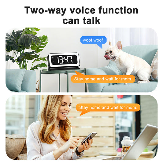 3MP Black Color Wireless Wifi Alarm Clock Camera Video Recording Home Baby Monitor