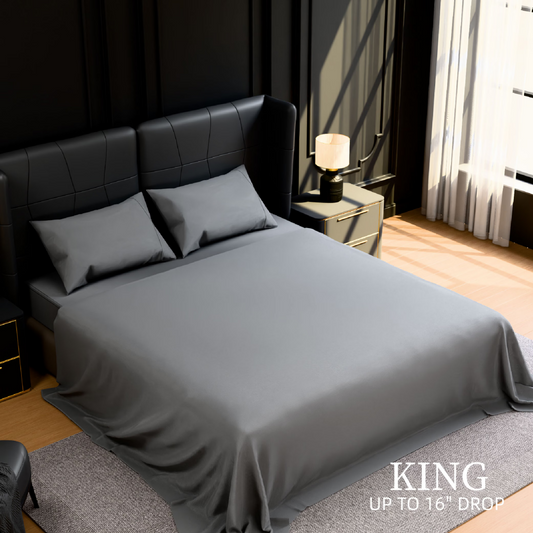 Bedding King Bed Sheets Set - 4 Piece Bedding - Brushed Microfiber - Shrinkage And Fade Resistant - Easy Care King, Grey
