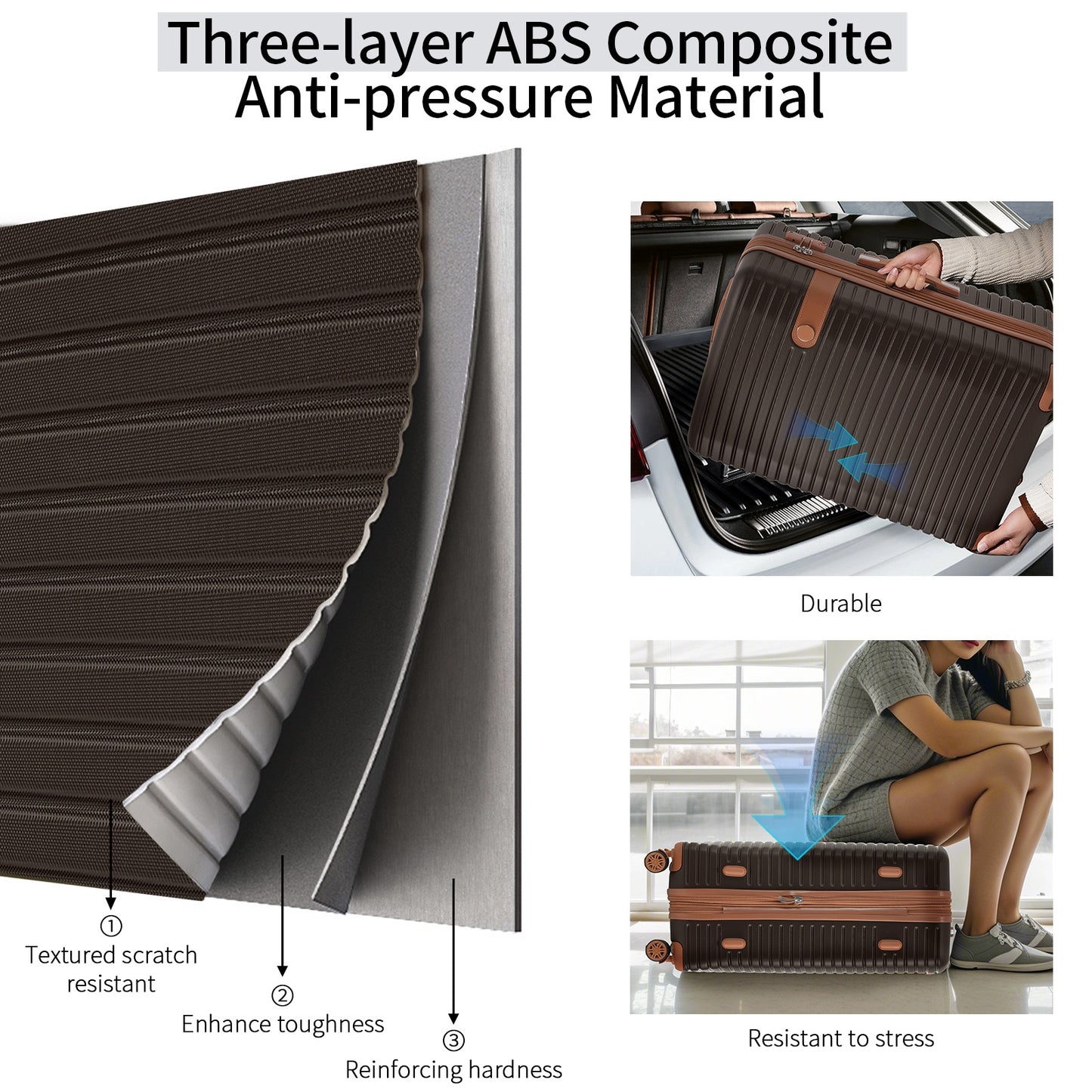 4 Piece Luggage Set Suitcase Set, ABS Hard Shell Lightweight Expandable Travel Luggage With 4 Packing Cubes, TSA Lock, Spinner Wheels For Men Women 16 20 24 28
