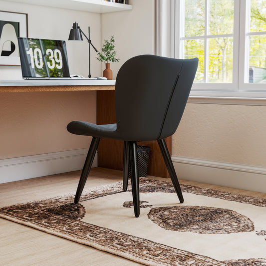 Set Of 4 Modern PU Leather Dining Chairs With Thick Cushions & Metal Legs, Armless Faux Leather Side Chairs For Kitchen, Dining Room