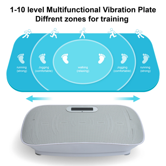 Full Body Vibration Platform Crazy Fitness Massage 10-Frequency Weight Loss & Fat Burner Shaking Machine For Unisex Grey 034