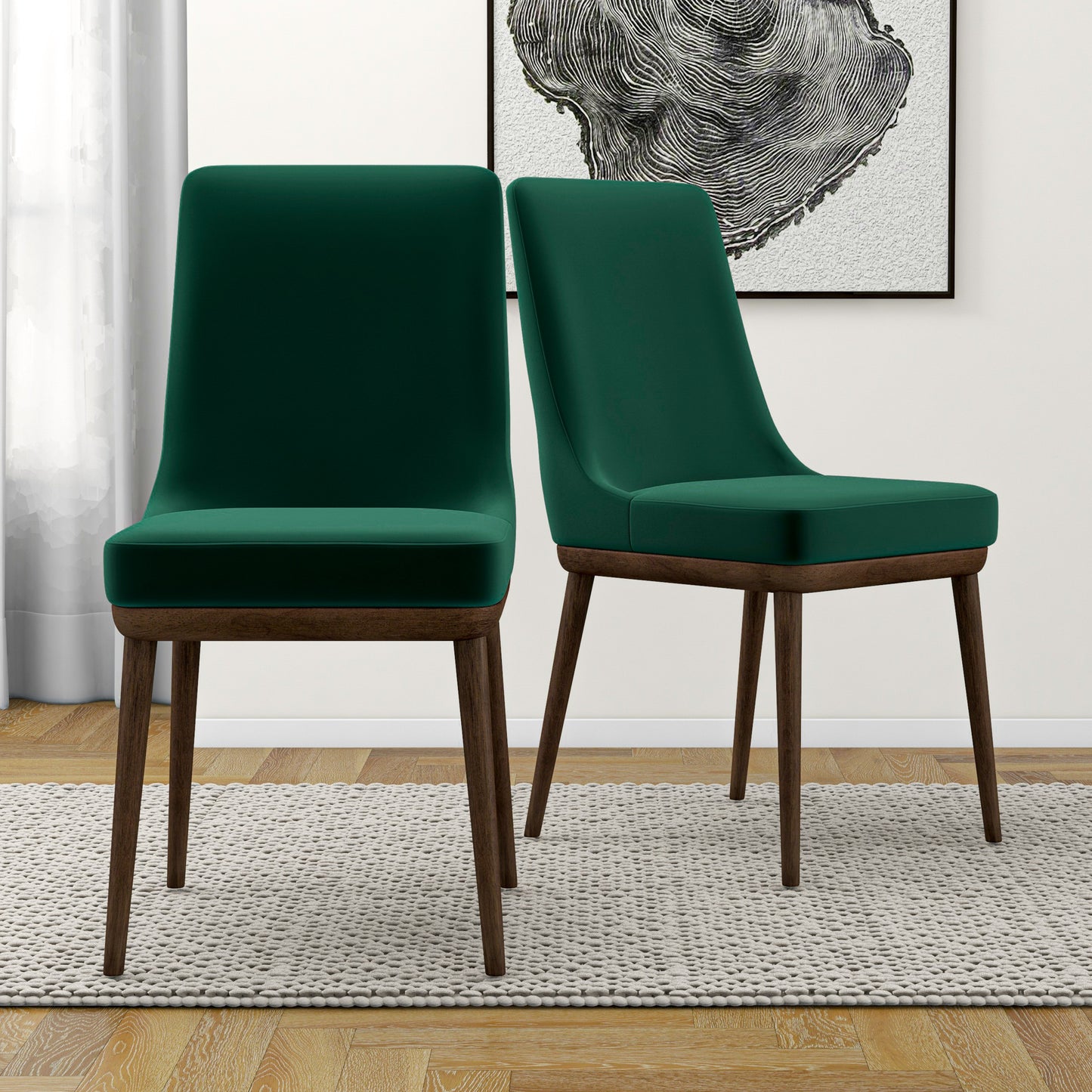 Fast Delivery Kate Mid-Century Modern Dining Chair Set Of 2 With Velvet Upholstery And Solid Wood Structure For Living Room Bedroom Outdoor Lounge