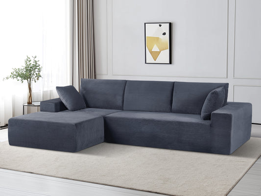 CozyForm Convertible Sectional Sofa In Soft Corduroy, Modern Comfy Couch With Full Foam Cushioning, Cozy Sleeper Sectional For Living Room, Bedroom, No Assembly Required, Dark Gray - Left Facing
