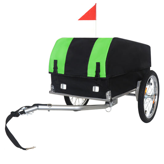 Heavy- Duty Bike Cargo Trailer With Removable Waterproof Cover - 88 Lbs Capacity 16 All- Terrain Wheels & Foldable Design For Camping Groceries Green Black