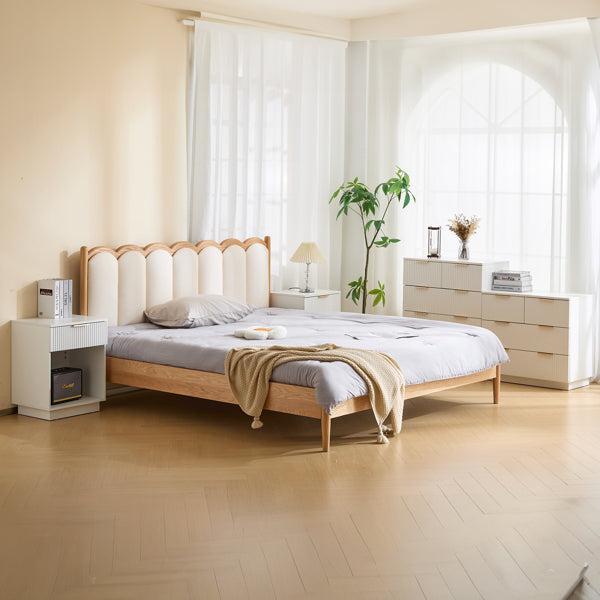 White P2 Density Board, Wavy Surface, 45x40x60cm, Single Piece, Bedside Table, 2 Pieces