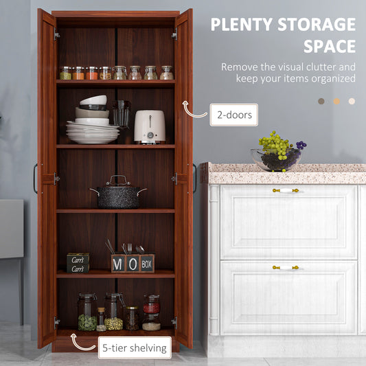 63" Kitchen Pantry Storage Cabinet With Doors And Shelves, Tall Kitchen Cabinet With 2 Doors And 5-tier Shelving