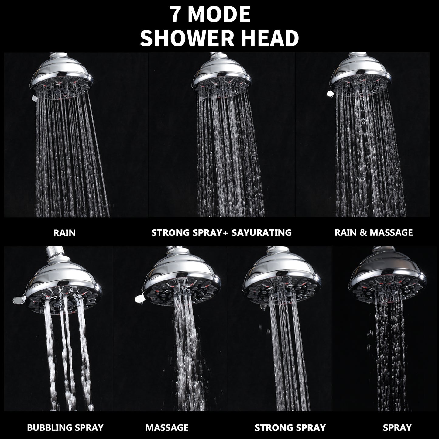 Tool-Free Shower Combo 7-Spray Chrome 1.8GPM