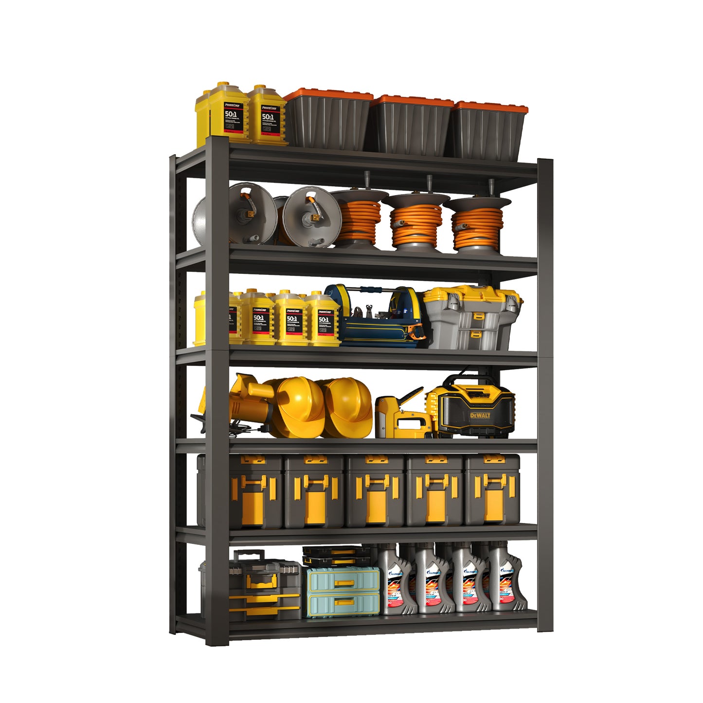 82 H 6 Tier Metal Shelves For Storage Garage Shelving 2400LBS Heavy Duty Storage Shelves Adjustable Garage Shelf Industrial Shelving Unit Storage Utility Rack,48 Wx18 Dx82 H,Black