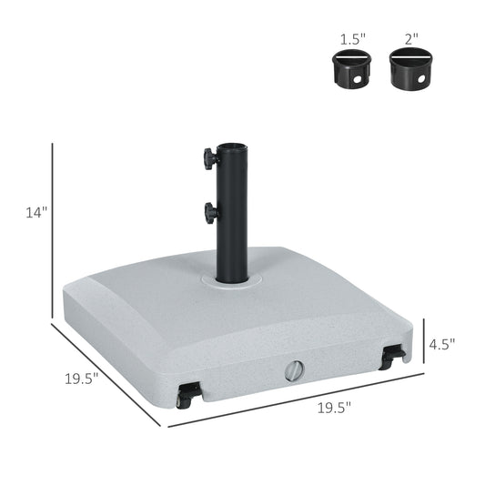 Patio Umbrella Base With Wheels, 53lbs Water Or 66lbs Sand Filled, Heavy Duty Outdoor Umbrella Stand Holder, Gray