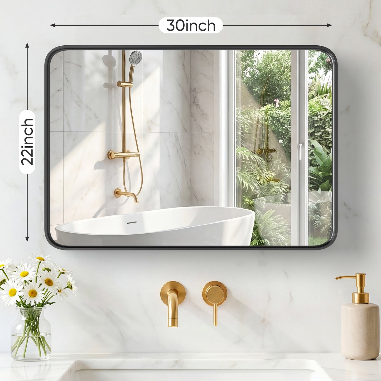 Wall Mirror With Rectangular Metal Frame