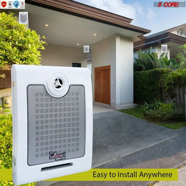 5 CORE Outdoor Speakers Stereo In Wall Speaker 500W Peak Passive Mount Wired Waterproof Patio House Garage Indoor Exterior Audio System Bocinas Para Casa - Window
