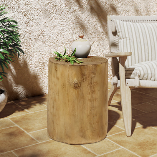Outdoor 14.25inch MGO Side Table, Hand-Painted Wood Stump