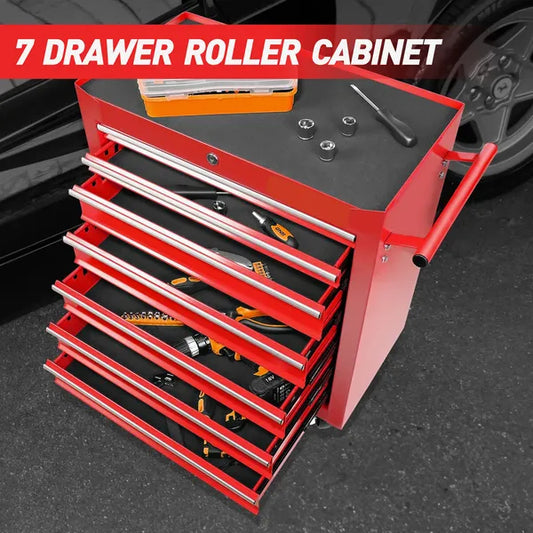 Rolling Tool Chest With 7-Drawer Tool Box With Wheels Multifunctional Tool Cart Mechanic Tool Storage Cabinet For Garage, Warehouse, Workshop, Repair Shop