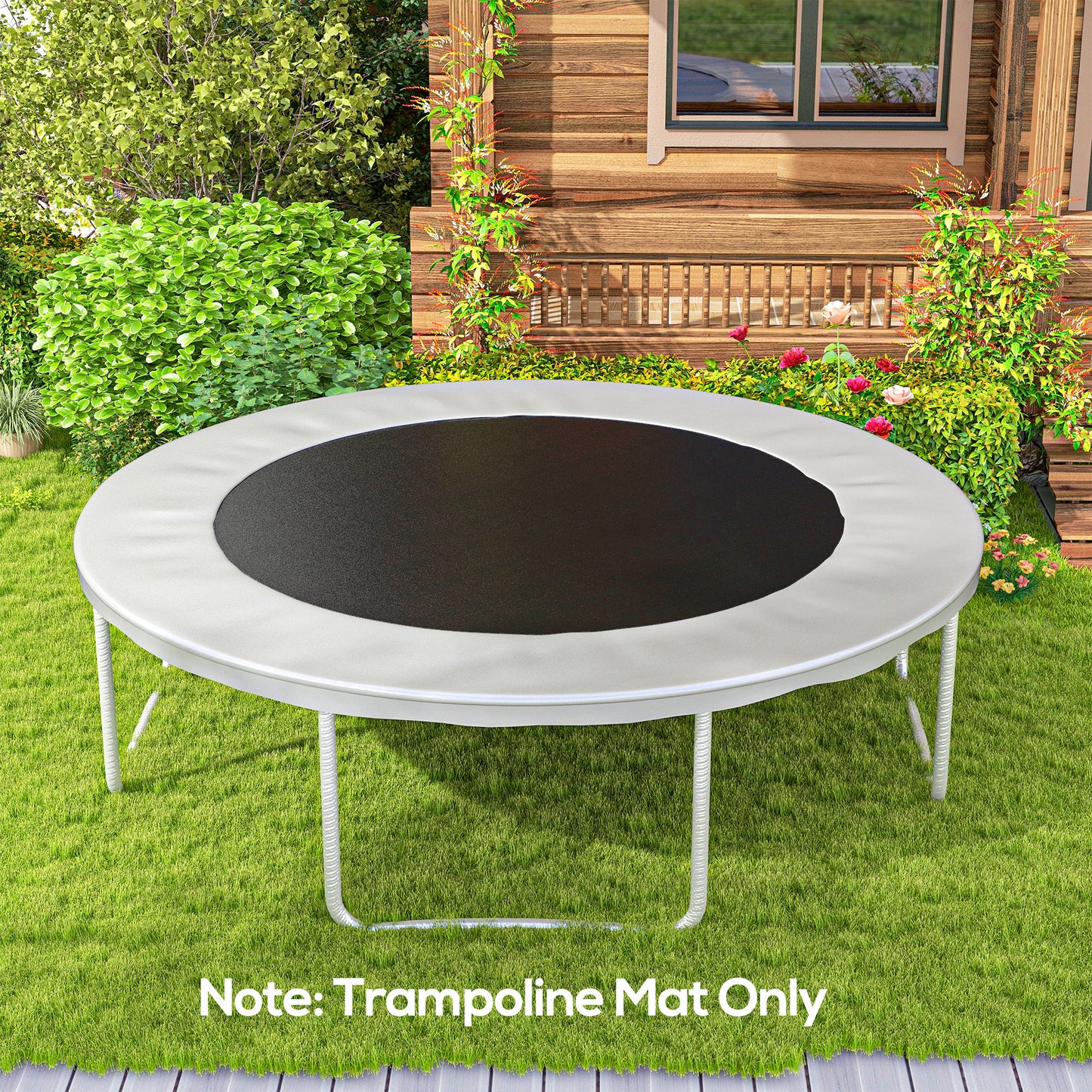 Trampoline Replacement Mat, Fits 12' Trampoline W/ 72 V-Hooks & 5.5" Springs (Spring & Frame Not Included), Black