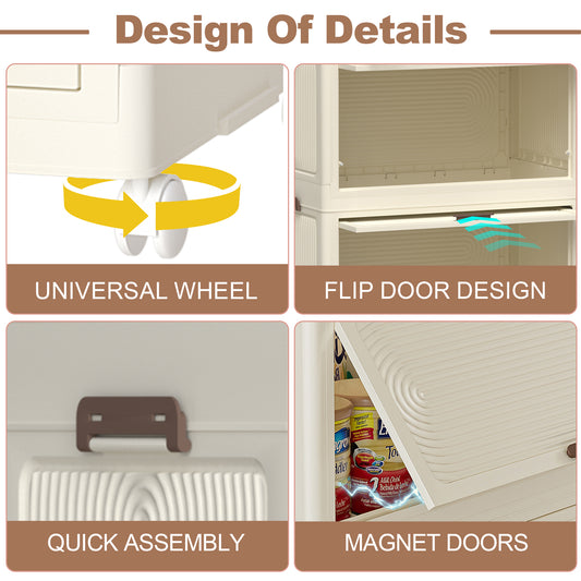 Portable Wardrobe Closet Storage Organizer For Clothes,Clothes Dresser, Magnetic Doors With 4 Cubes & Hanging Rod,10 Pcs Hangers , Baby Wardrobe Storage Cabinet,White