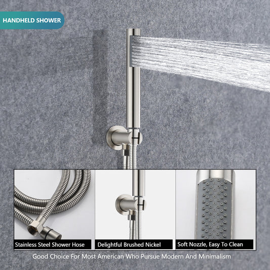 Wall Mounted Round Shower Combo Set With 10 Rain Shower Head And Handheld Shower Head Set With Pressure Balancing Valve