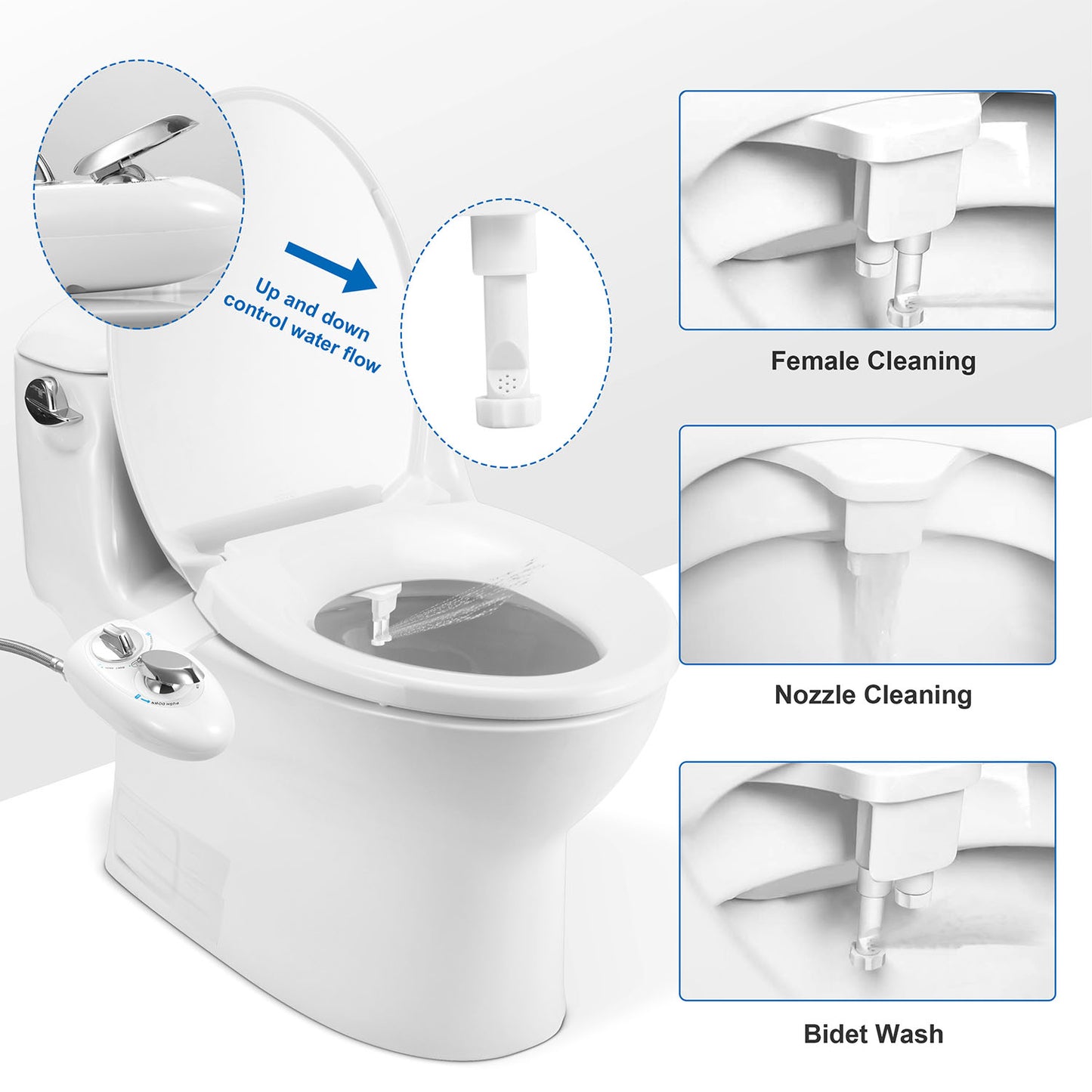 Cold Water Spray Bidet For Home Renovation Self-Cleaning Dual Nozzle Bidet Feminine Wash Non Electric Mechanical Toilet Seat Cover