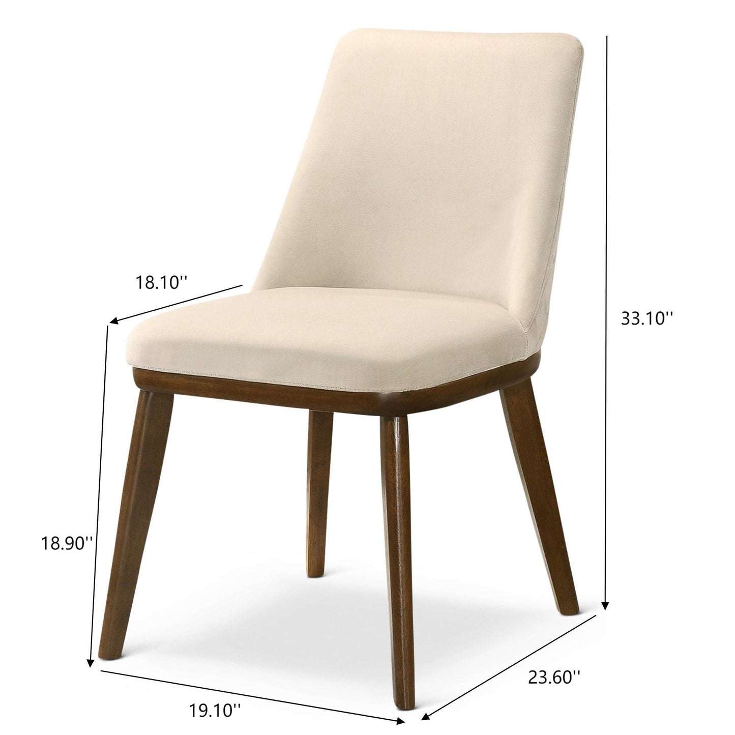 Clove Beige Velvet Dining Chair Set Of 2 With Solid Wood Legs 33.1 H X 19.1 W X 23.6 D Kitchen Side Chairs