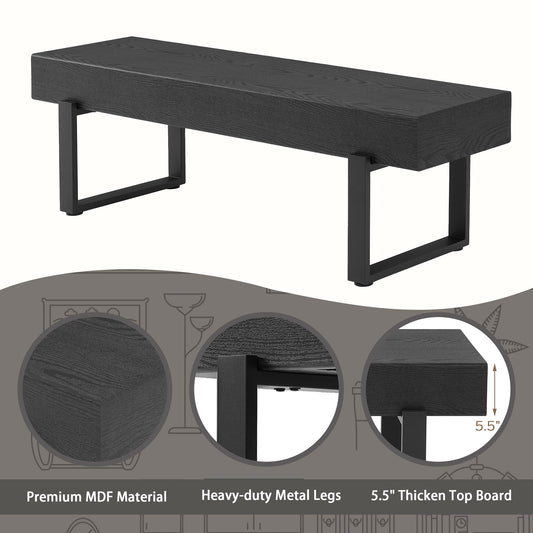 59 Wood Bench For Bedroom End Of Bed, Farmhouse Indoor Kitchen Table Benches,Versatile Modern Shoe Bench For Entryway, Black