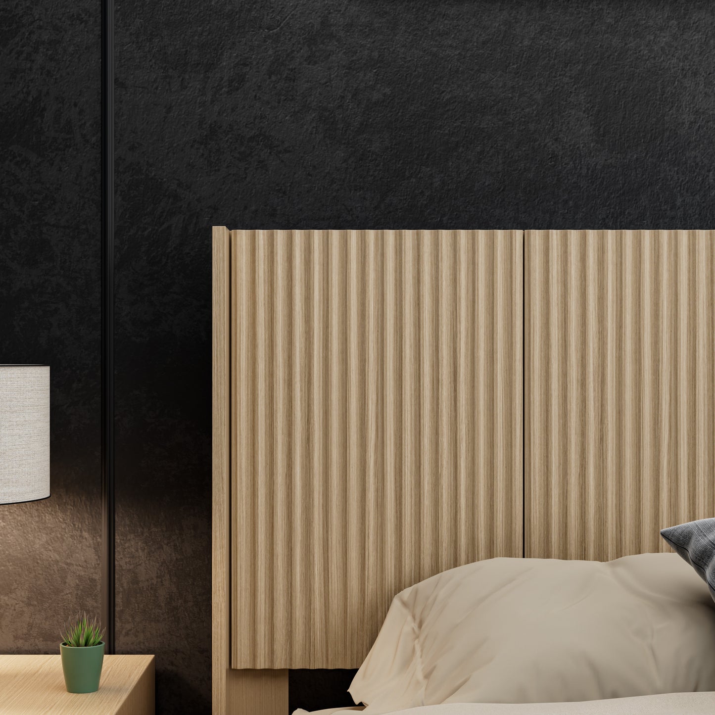 Wood Headboard Queen Size 64.4 Wide Wooden Queen Headboard Only Modern Farmhouse Headboards Wall Mounted Fluted Panel Wingback Boho Headboards Natural Oak