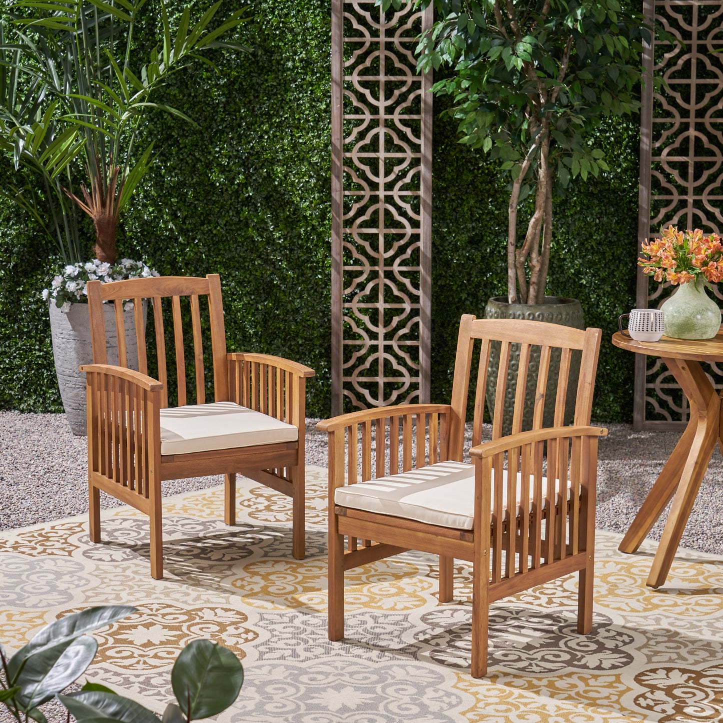 CASA ACACIA DINING CHAIR,2PCS With 2 Cushions