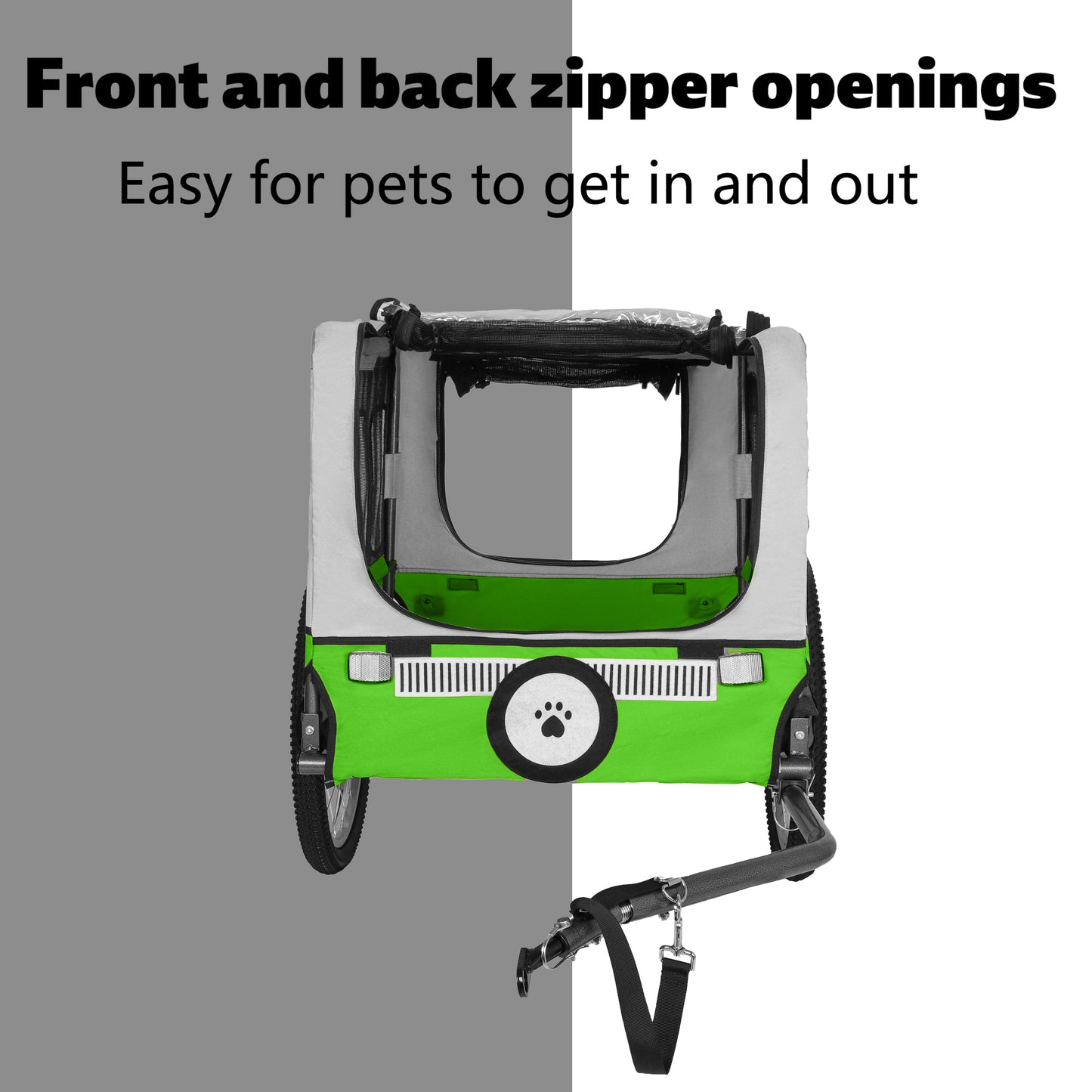 Large Folding Bike Trailer For Dogs - 20x2 1 8 Inches Wheels, Heavy-Duty Steel Frame, Spacious Design, All-Terrain Cycling, Jogging & Camping Adventure, Green