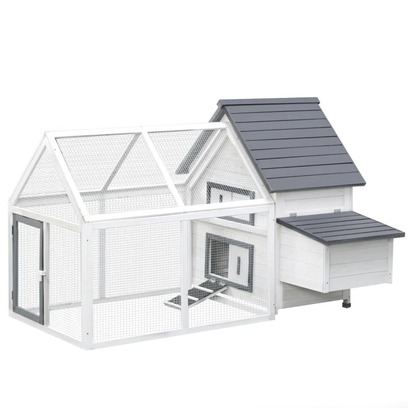 Chicken Coop Wooden Chicken House Rabbit Hutch Poultry Cage Hen Pen With Nesting Box, Ramp, Run