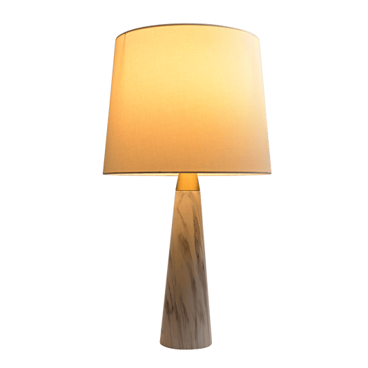 Enclave Hydro White Table Lamp With On Off Switch Faux Marble Base Fabric Shade