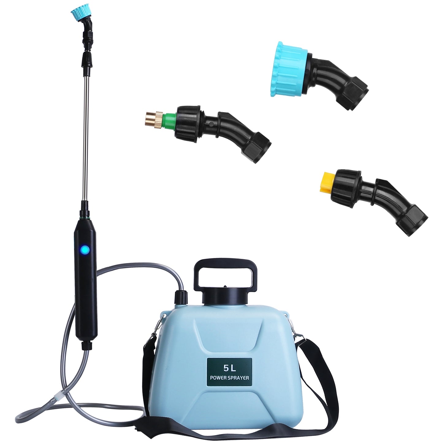1Pc 1.3Gallon Electric Plant Sprayer Telescopic Rechargeable Garden Sprayer Automatic Handheld Sprayer With 3 Spray Spouts Shoulder Strap For Cleaning Sterilization