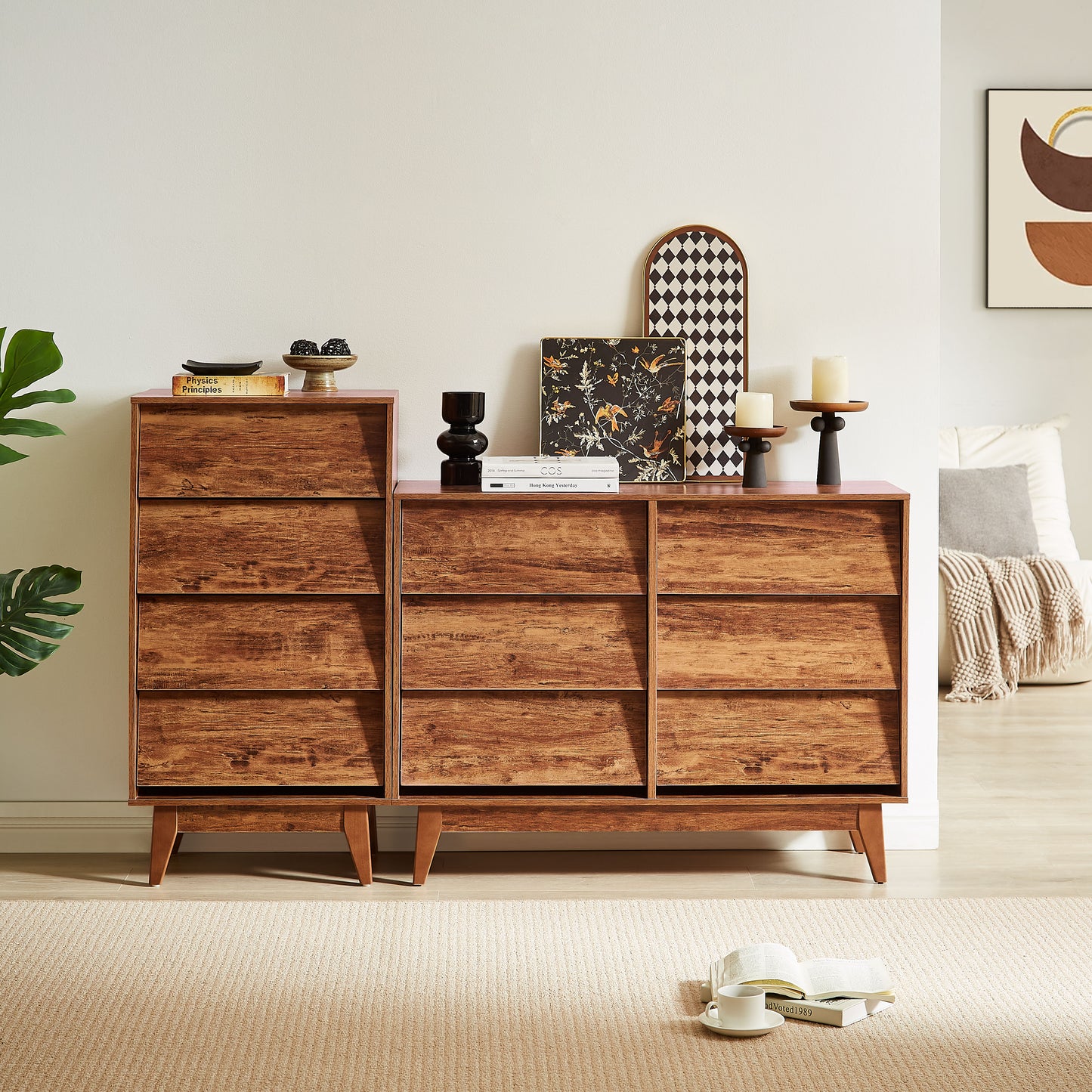 6 Drawer Double Dresser Features Vintage-style And Bevel Design