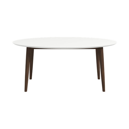 Ada Mid Century Modern Style Solid Wood White Top Oval Dining Table And 4 Side Chairs