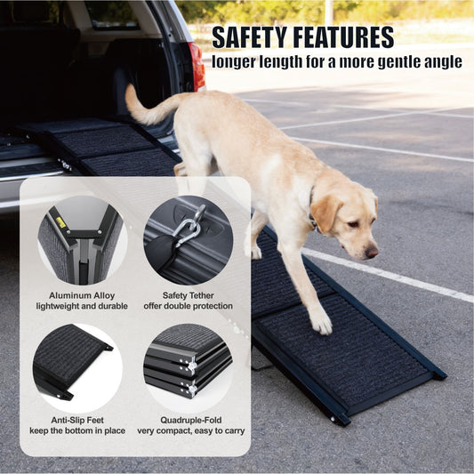 Dog Ramp For Car 71 Long 19.5 Wide Portable Dog Ramps For Large Dogs With Non-Slip Rug Surface Dog Car Ramp For SUV Car Truck, Folding Dog Ramp Up To 250LBS